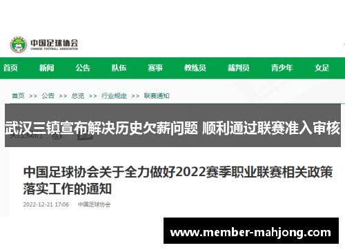 武汉三镇宣布解决历史欠薪问题 顺利通过联赛准入审核